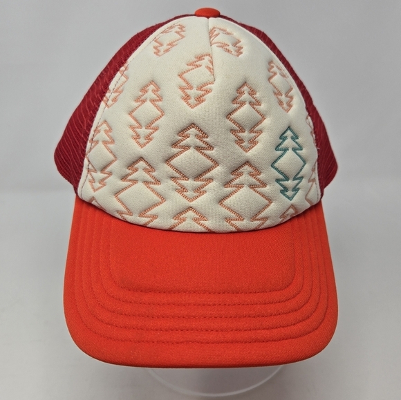 THE NORTH FACE RED MESH SNAPBACK TRUCKER HAT BASEBALL CAP OUTDOOR WOMEN OS TREES - Picture 1 of 11